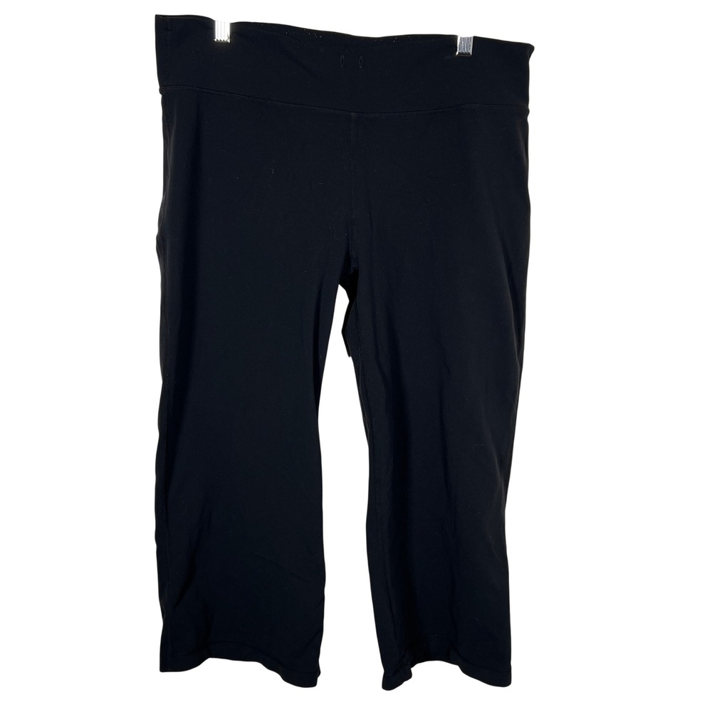Y2K Lululemon Yoga Black Capri Leggings Back Zip Pocket Mid Rise No Size Tag